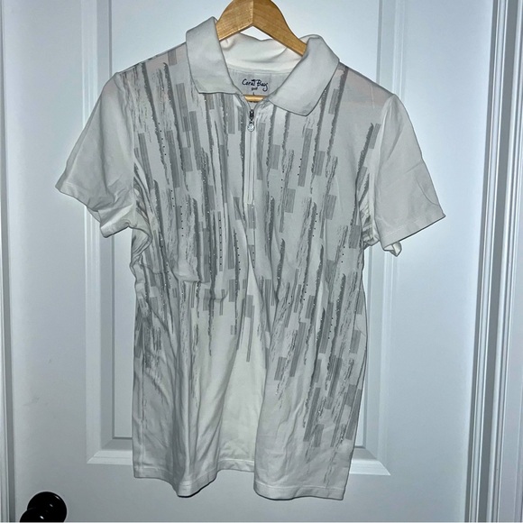 Women's Coral Bay Golf Active Polo Glittery T-shirt With Zipper  Size‎ Large - Picture 1 of 5